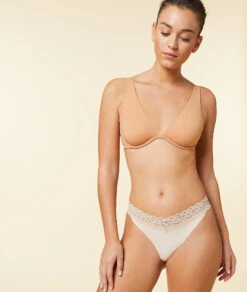 Tanga V-shape En Microfibre Et Dentelle -Luxe Lingerie Soldes 652435381 6