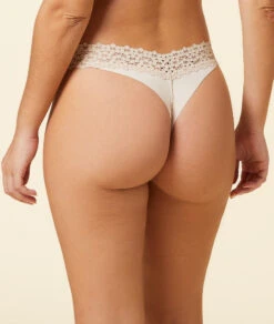 Tanga V-shape En Microfibre Et Dentelle -Luxe Lingerie Soldes 652435381 c