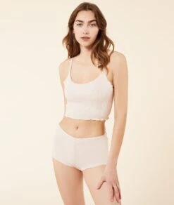 Crop Top Côtelé à Bretelles, Teinture Végétale -Luxe Lingerie Soldes 652828683 6