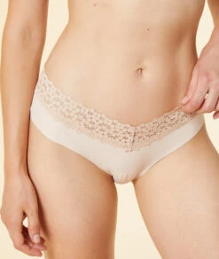 Hipster V-shape En Microfibre Et Dentelle