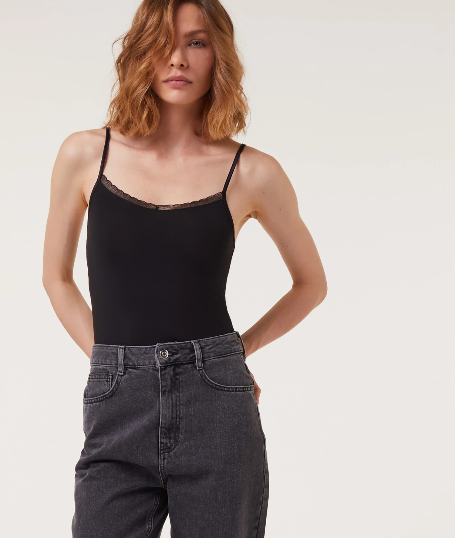 Débardeur à Bretelles Fines Maille Thermique 1 Débardeur à Bretelles Fines Maille Thermique