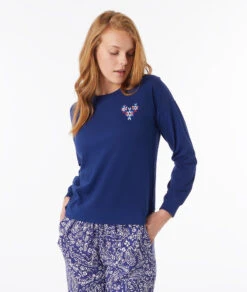 T-shirt Manches Longues Imprimé 100% Coton Biologique -Luxe Lingerie Soldes 653774925 c