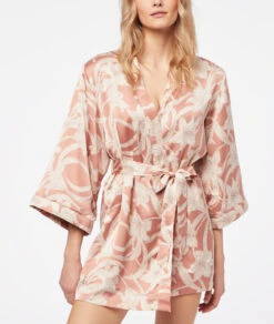 Déshabillé Satiné Imprimé Doublure Polaire -Luxe Lingerie Soldes 653800888 c