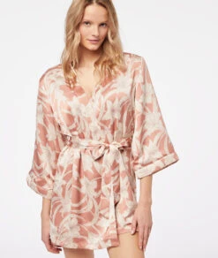 Déshabillé Satiné Imprimé Doublure Polaire