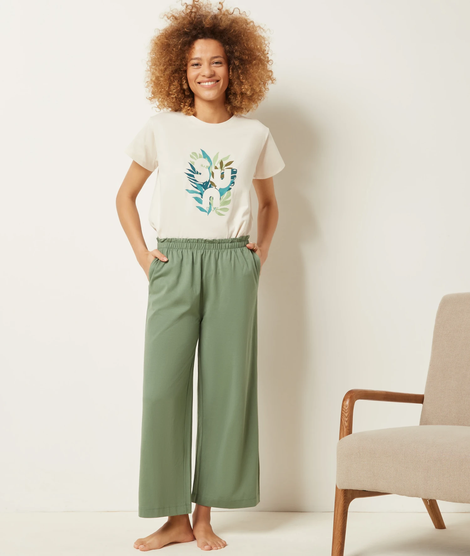 Pantalon De Pyjama 7/8 En Coton 1 Pantalon De Pyjama 7/8 En Coton