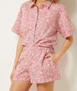 Short De Pyjama Imprimé 100% Coton -Luxe Lingerie Soldes 653954070 c