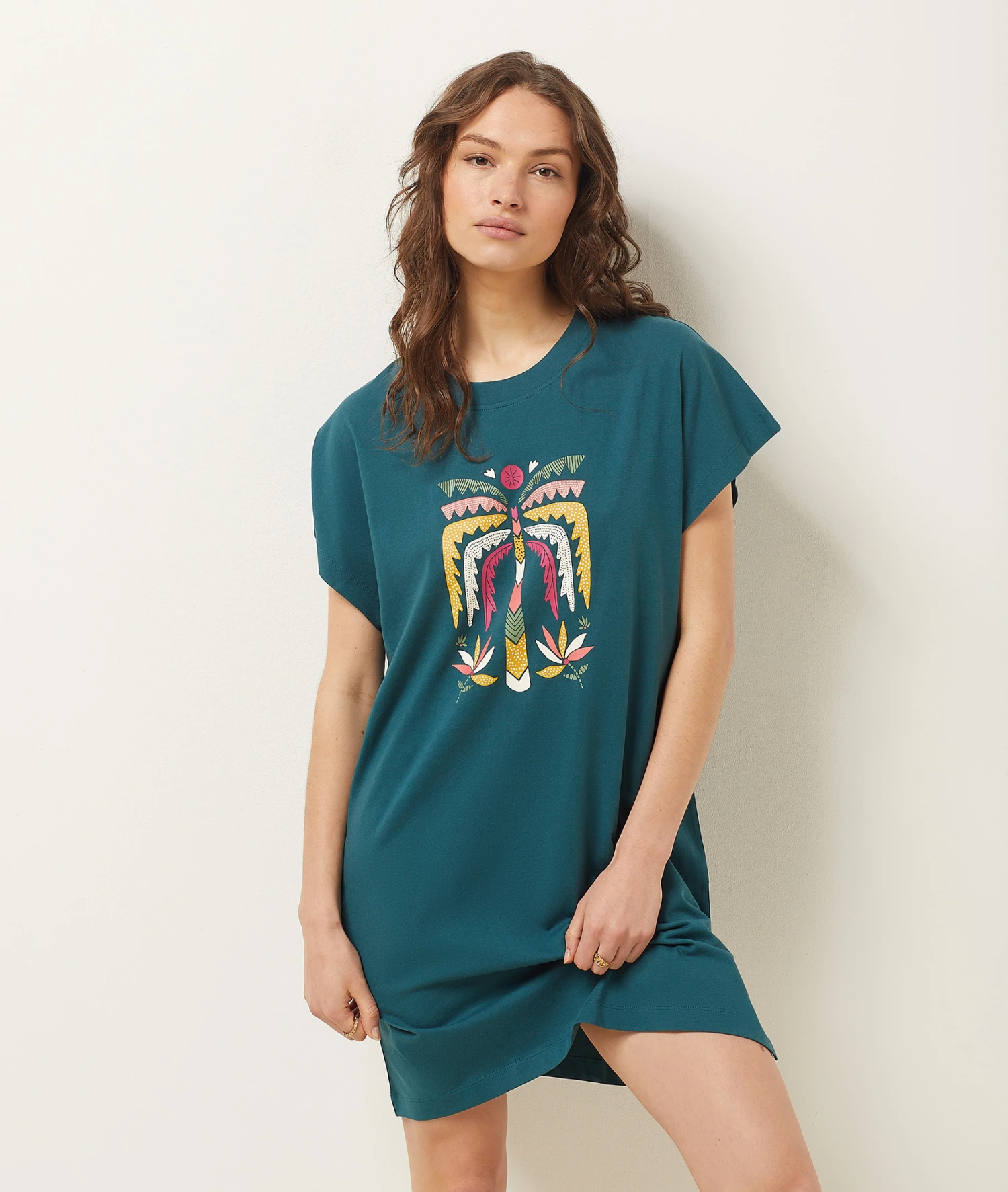 Chemise De Nuit Imprimé Palmier 3 Chemise De Nuit Imprimé Palmier - Image 3