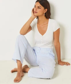 Pantalon De Pyjama En Coton Mélangé -Luxe Lingerie Soldes 654067920 c