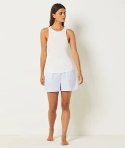 Short De Pyjama En Coton Mélangé -Luxe Lingerie Soldes 654068020 6