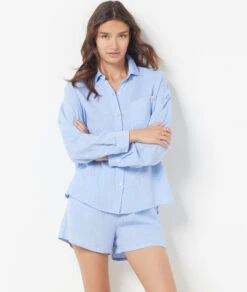 Chemise De Pyjama En Lin Mélangé 11 Chemise De Pyjama En Lin Mélangé -Luxe Lingerie Soldes 654068220 c