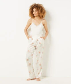 Pantalon De Pyjama Satiné Coupe évasée -Luxe Lingerie Soldes 654076906 c