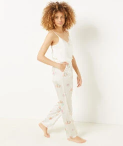 Pantalon De Pyjama Satiné Coupe évasée