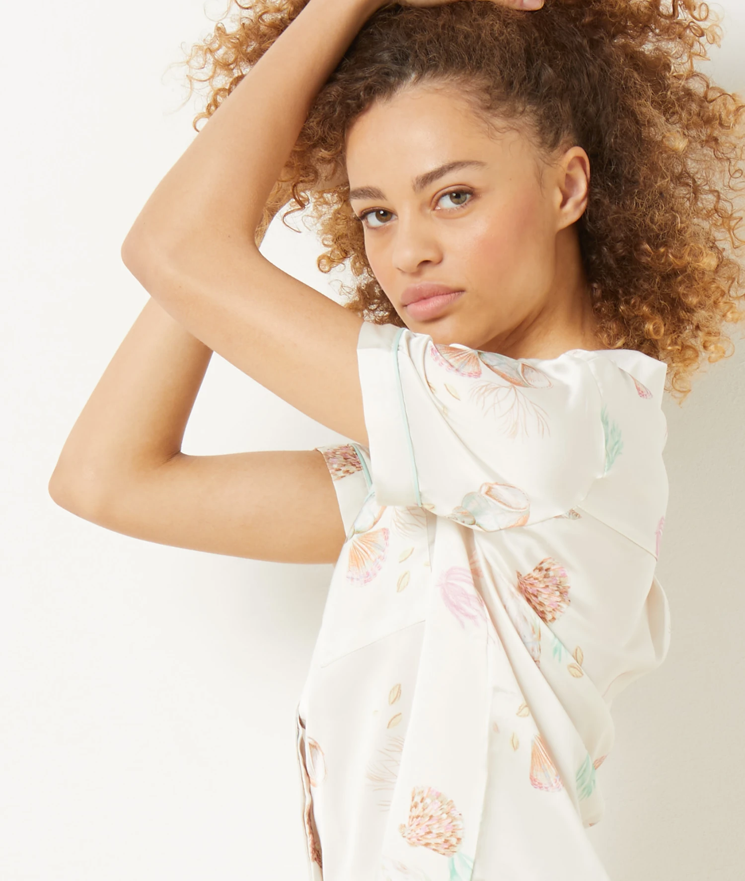 Chemise De Pyjama Satinée Imprimée 4 Chemise De Pyjama Satinée Imprimée - Image 4