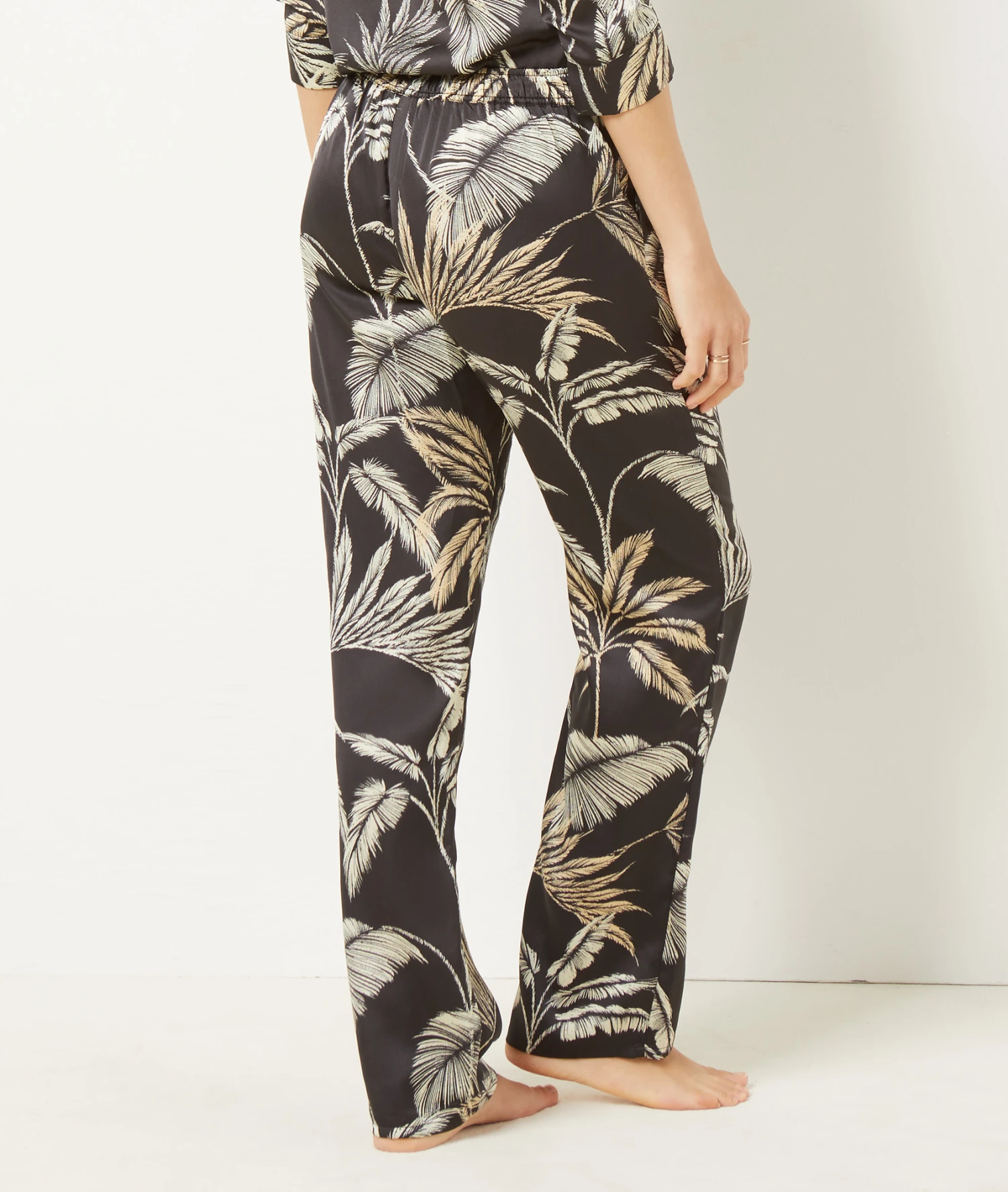 Pantalon De Pyjama Satiné Imprimé Coupe Droite 2 Pantalon De Pyjama Satiné Imprimé Coupe Droite - Image 2